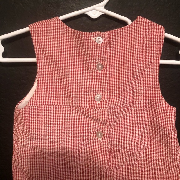 Vintage Football Embroidered Red Gingham Romper - Picture 2 of 4